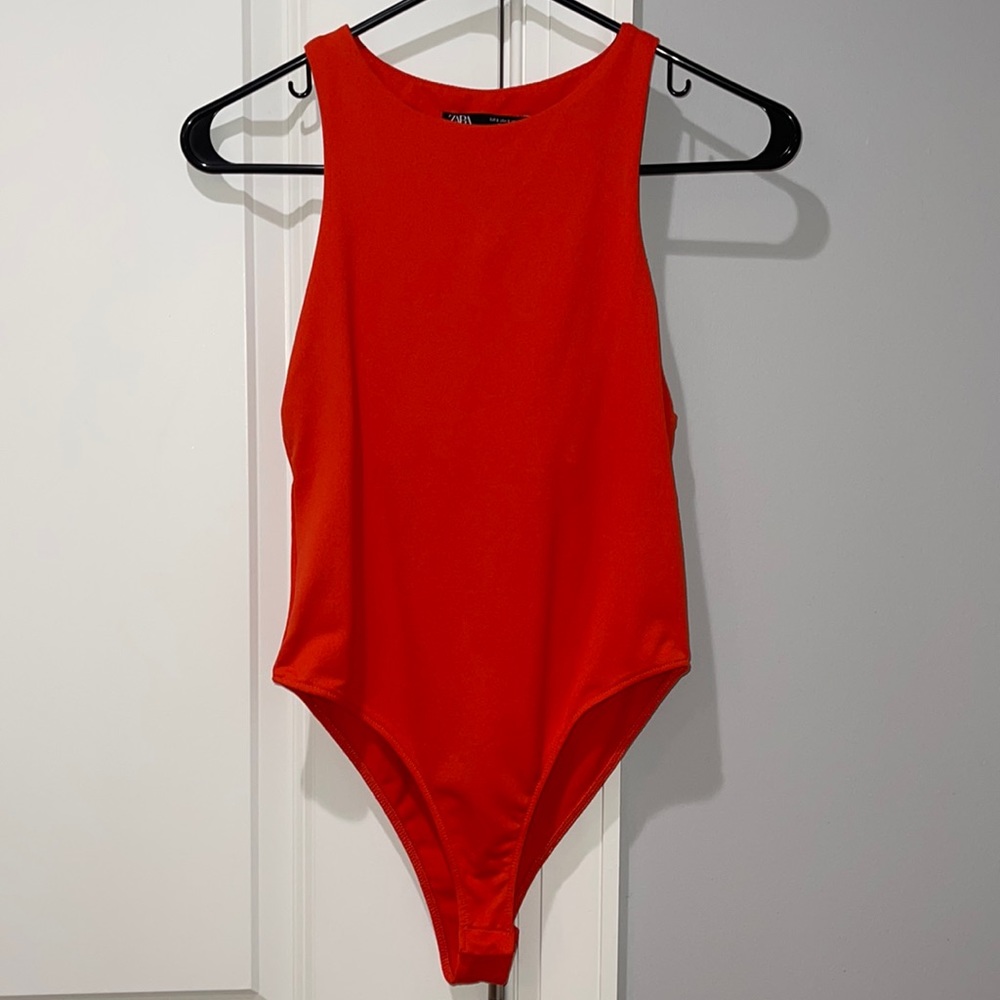 ZARA Burnt orange bodysuit with snap closure